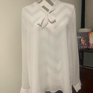 Acevog White Blouse with Bow Detail